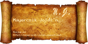 Mayercsik Jolán névjegykártya